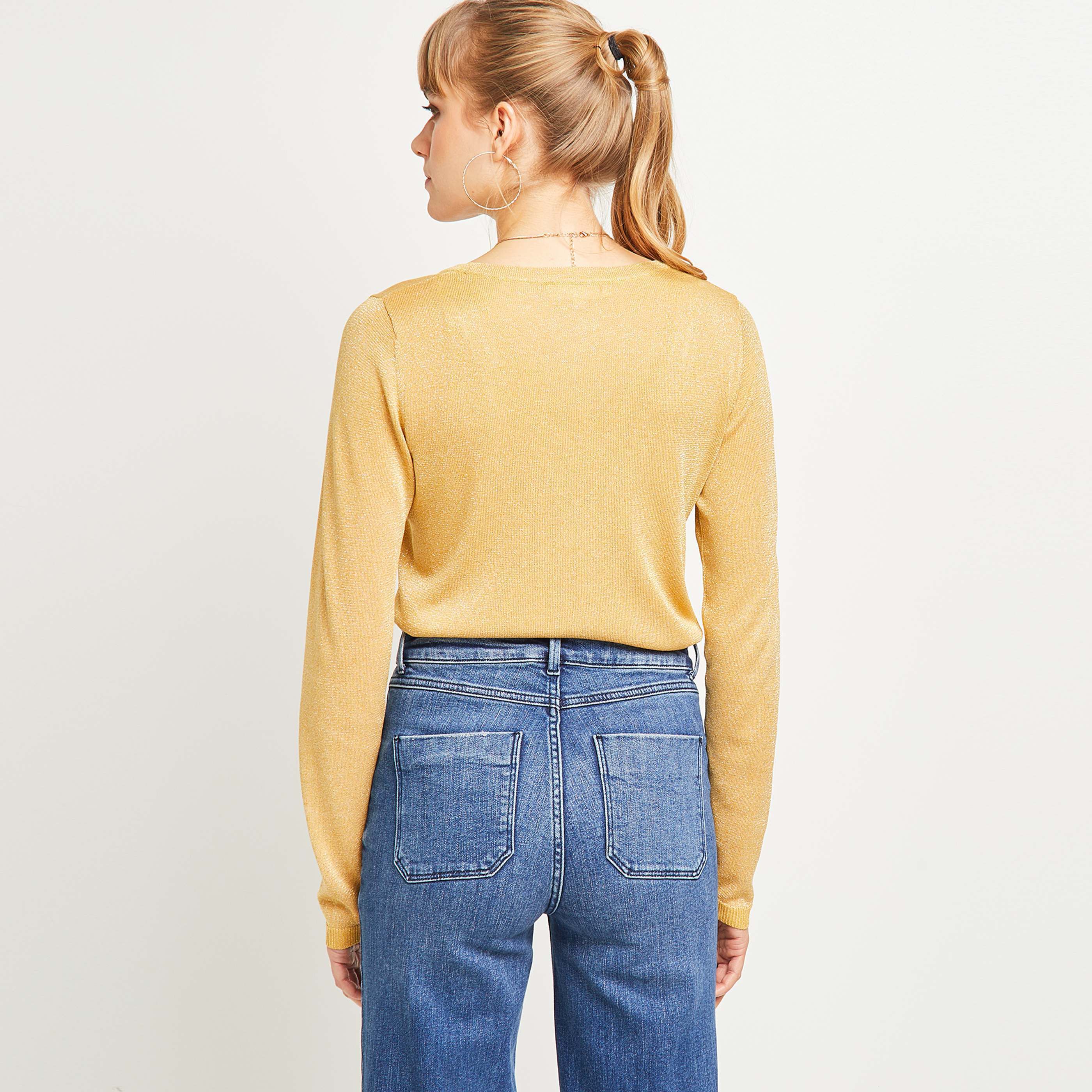 Gilet manches longues femme - JAUNE