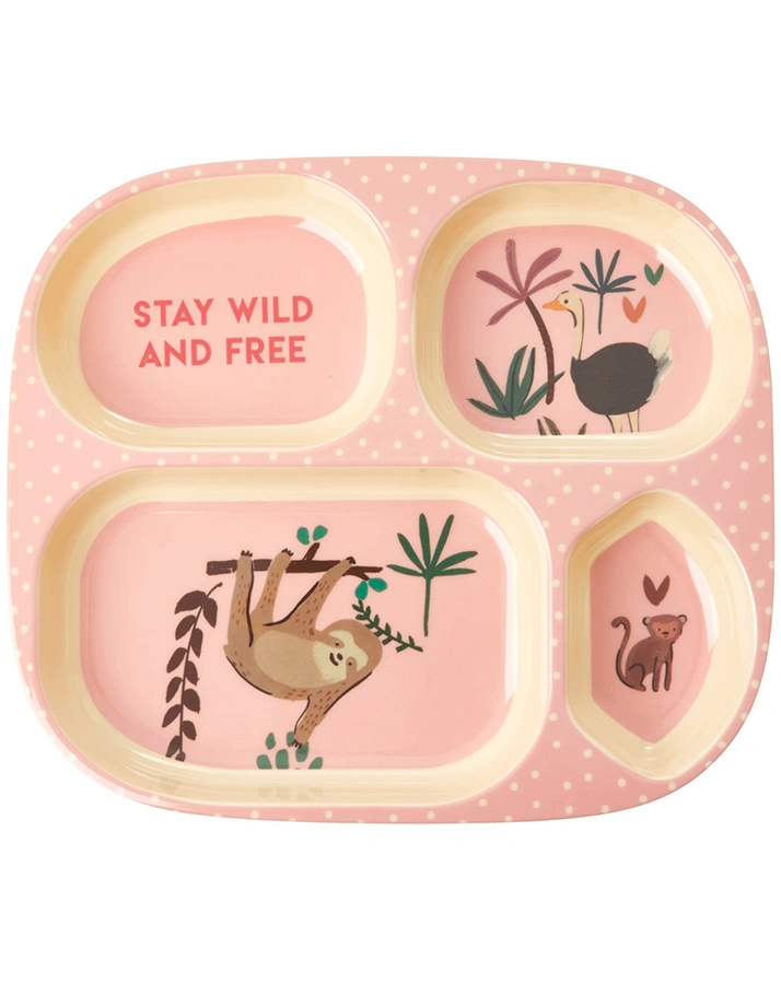 Melamin-Geschirrset JUNGLE ANIMALS 4-teilig in rosa