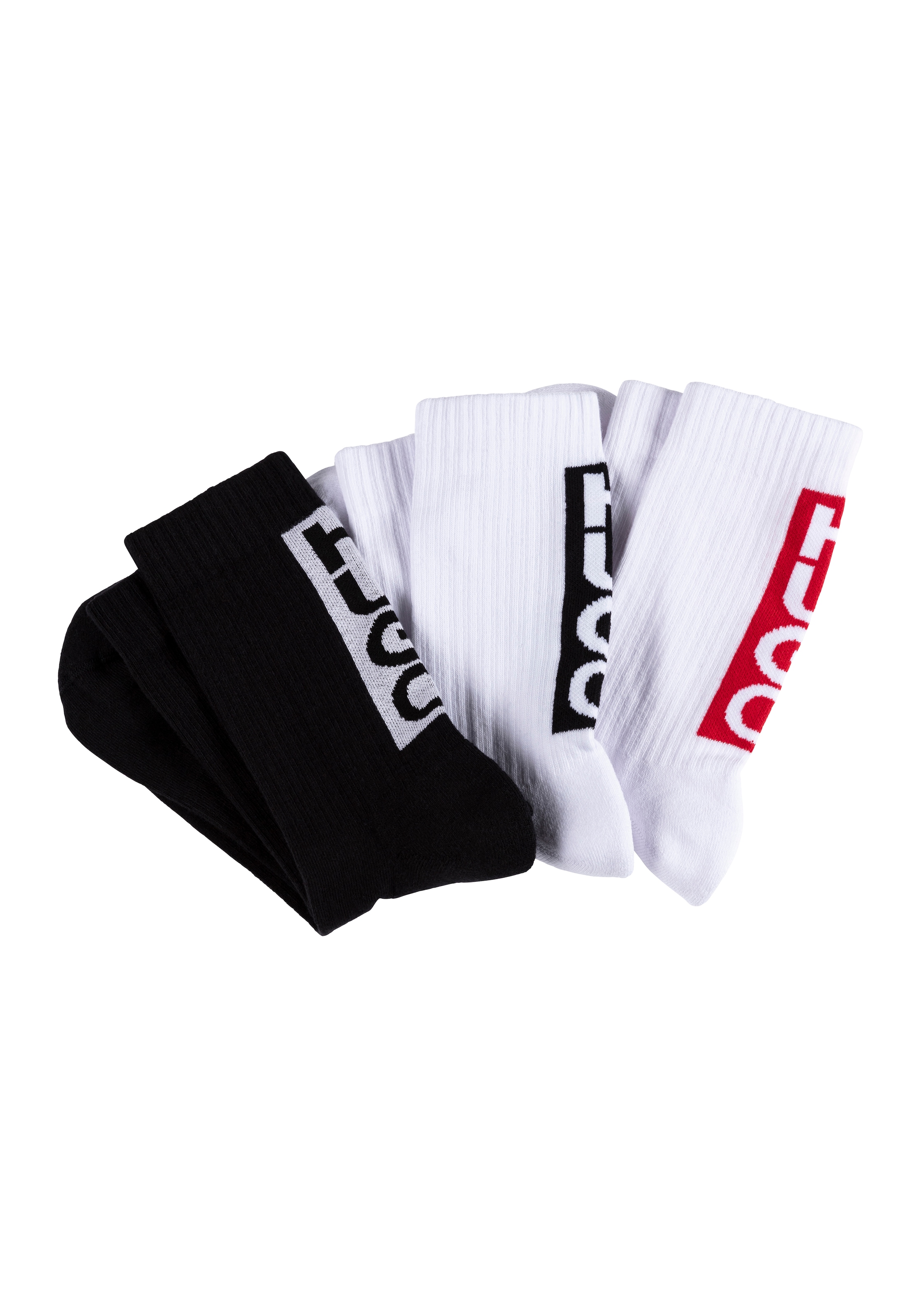 HUGO Underwear Freizeitsocken »3P QS BACK LABEL CC« Packung, 3er Pack, 3 Stk. tlg. mit kontrastfarbenen Logoschriftzug