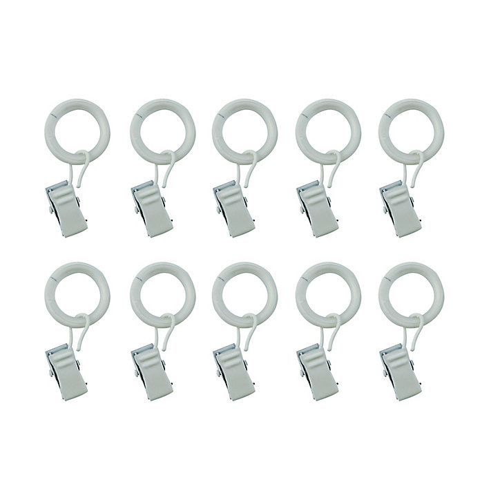 Ensemble d'anneaux GoodHome 10 mm avec clip blanc mat Nisis