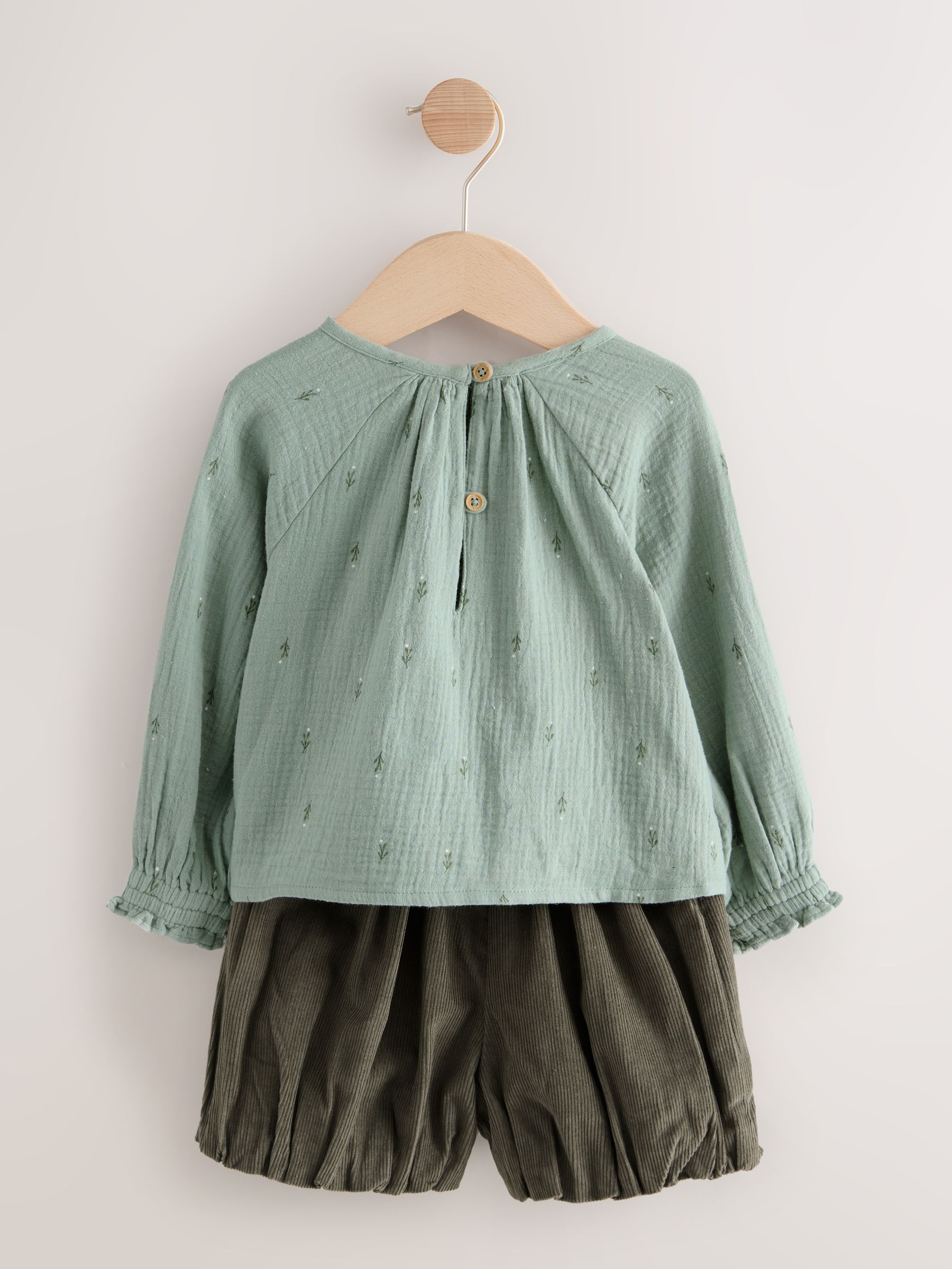 Groen - Set met pofbroek en blouse (3mnd-7jr)