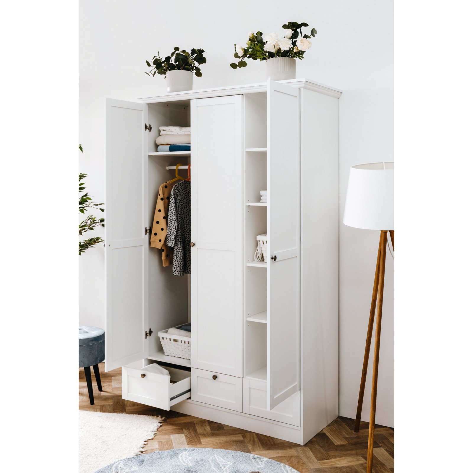 Kleiderschrank Landwood Dekor weiss 120 x 200 x 51 cm