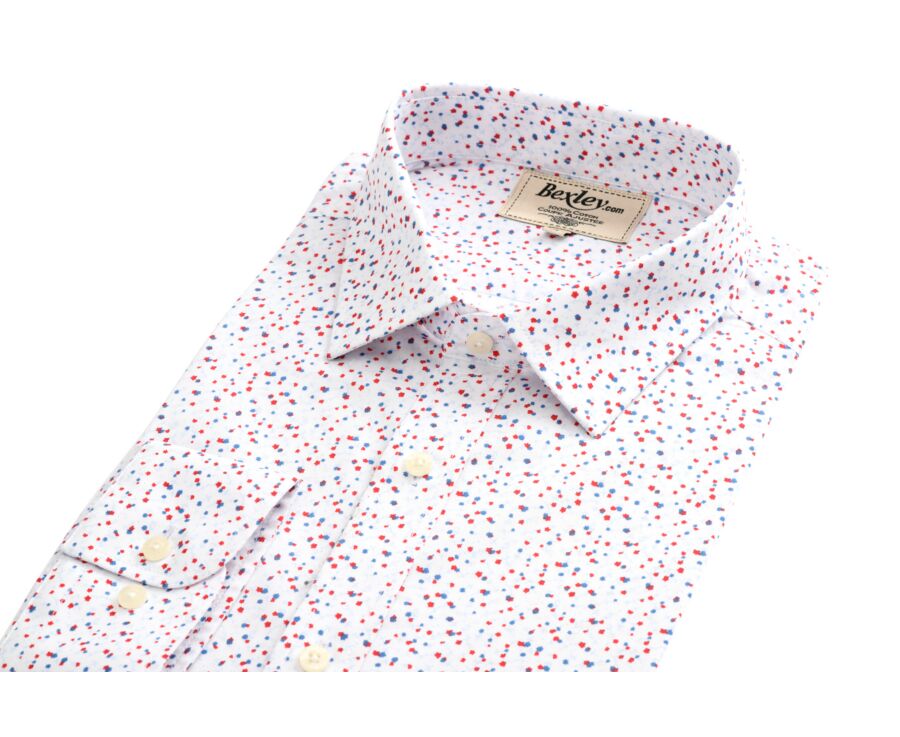 Chemise blanche coton imprimé rouge et bleu - RODRIGUES