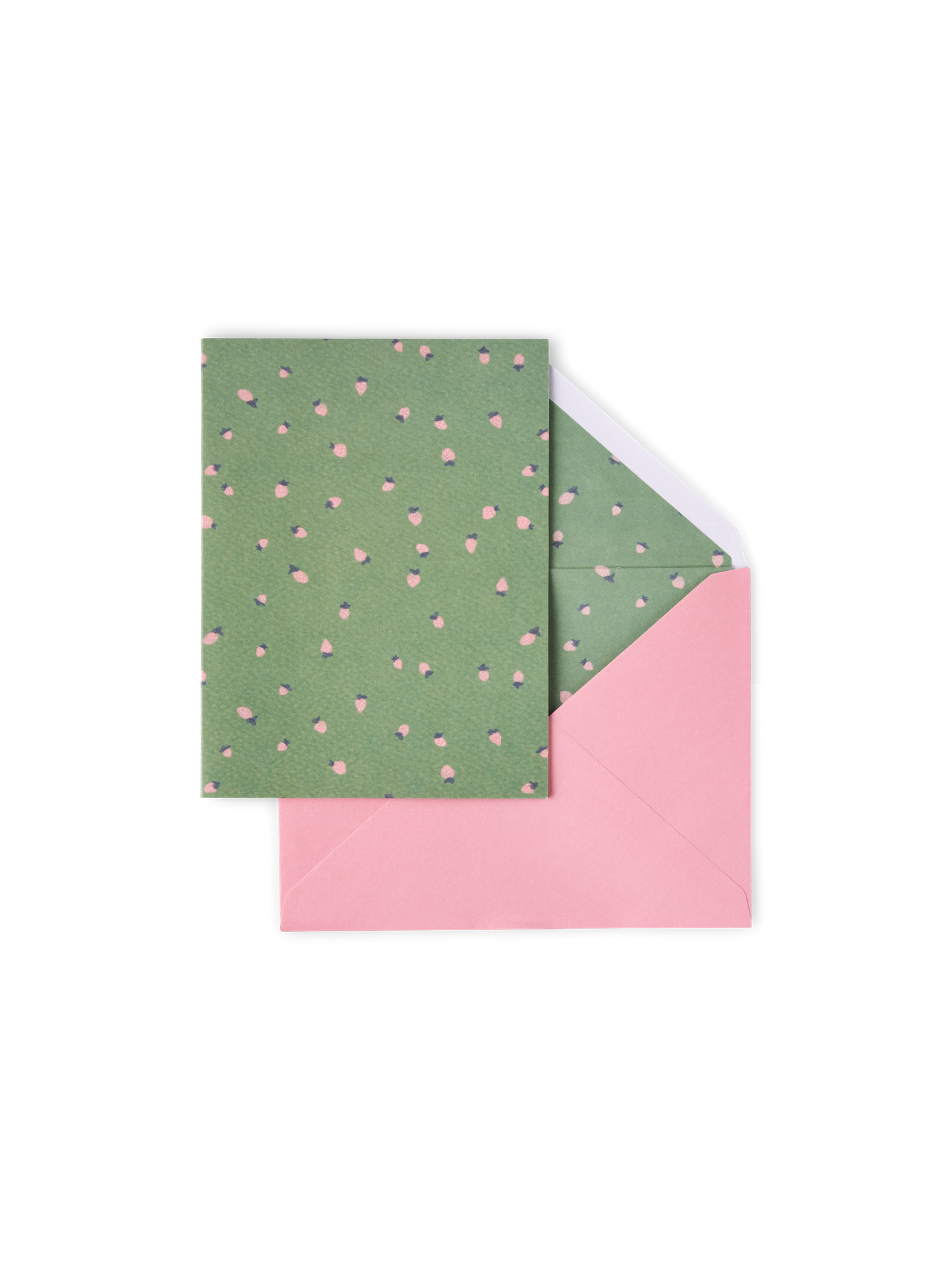 Kort med konvolut | Papir. 11,4 x 16,2 cm. | Off White, Green