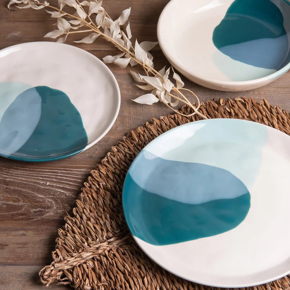 Assiette à dessert arty 22.5 cm bleue (lot de 6) Table passion