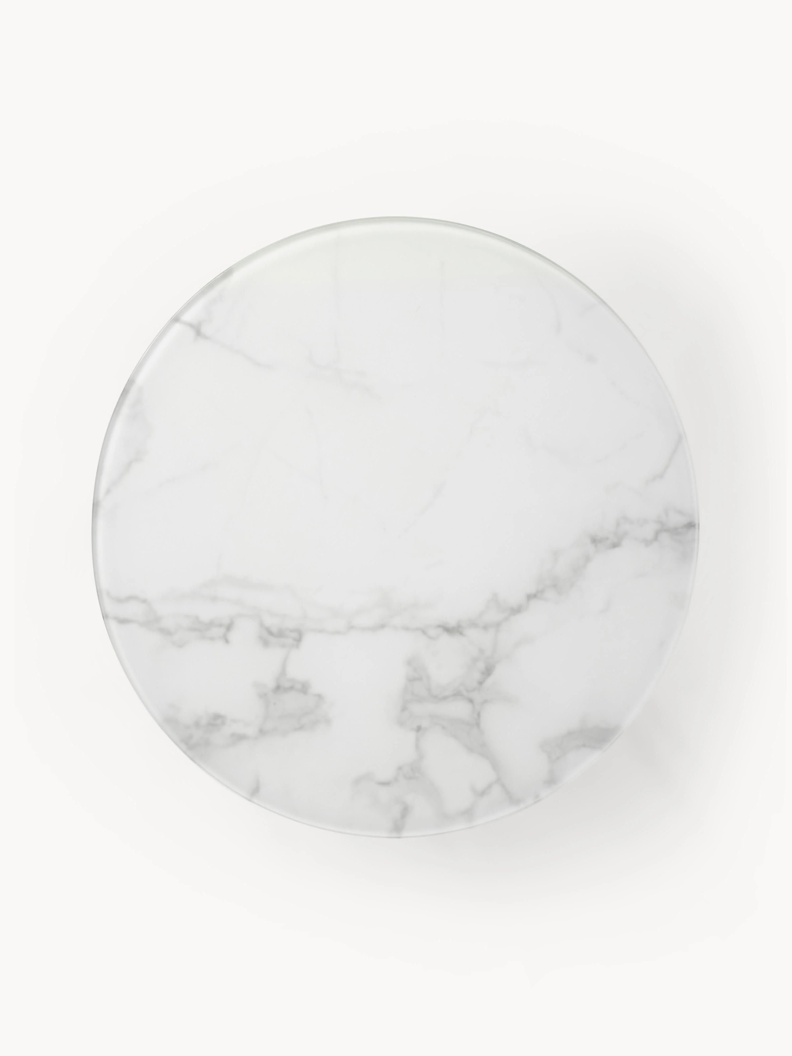 Ronde bijzettafel Antigua met glazen tafelblad in marmerlook