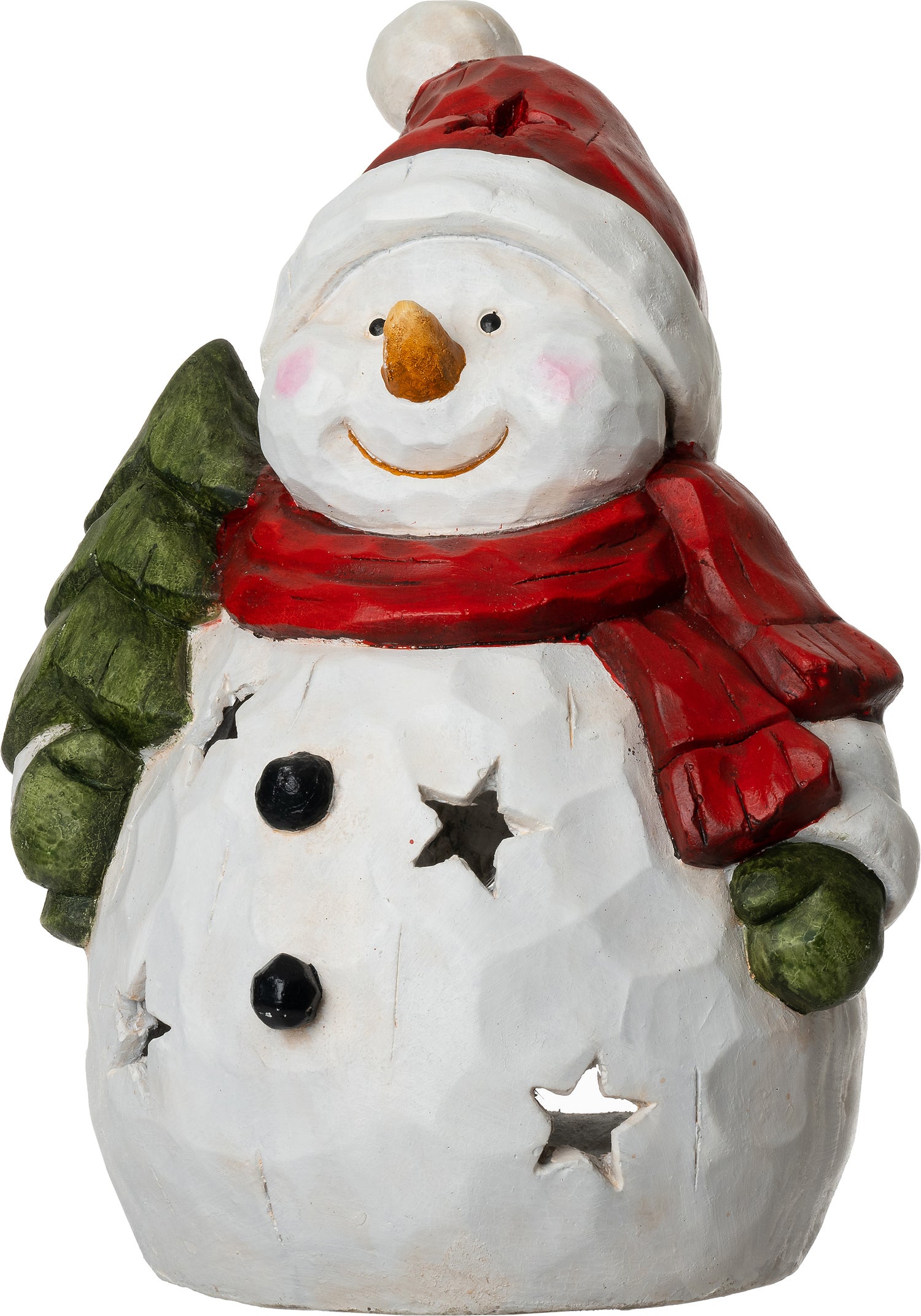 Intratuin waxinelichthouder sneeuwpop wit / rood 33,5 x 28 x 43 cm
