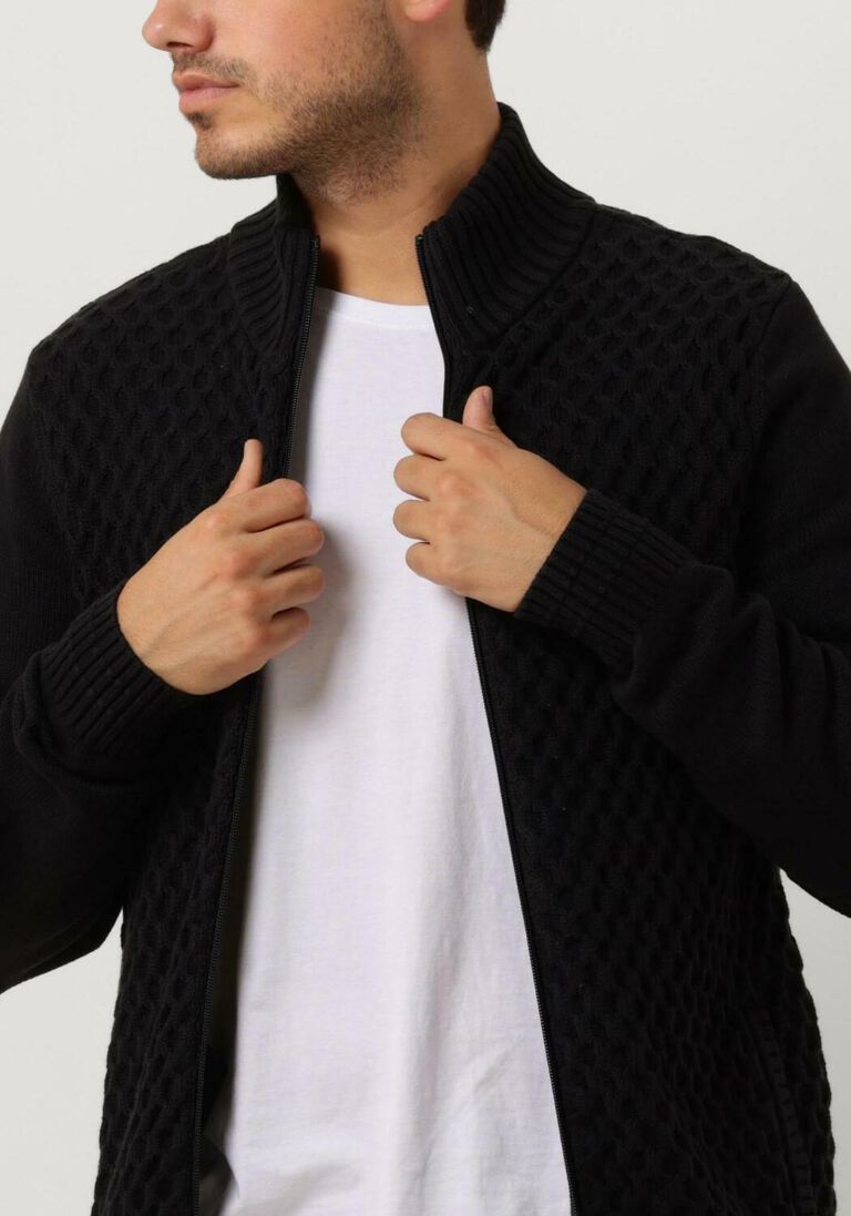 PME LEGEND zwarte pme legend vest zip jacket cotton structure mix