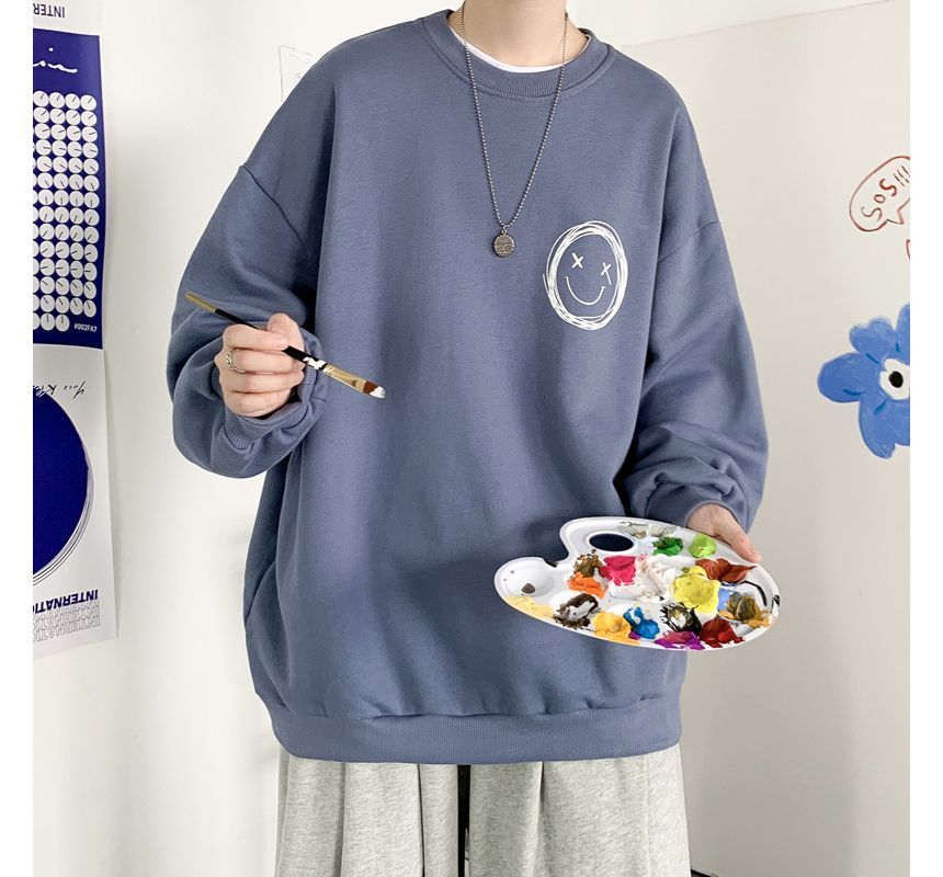 Sinlarity - Sweatshirt met ronde hals en smileyprint