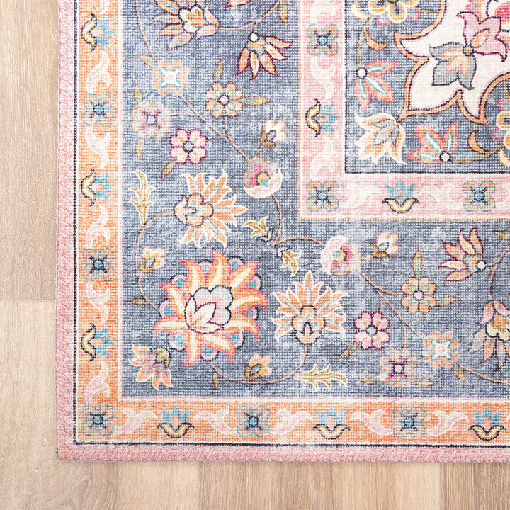 Vintage vloerkleed - Lily Medaillon Roze | Lekker fleurig