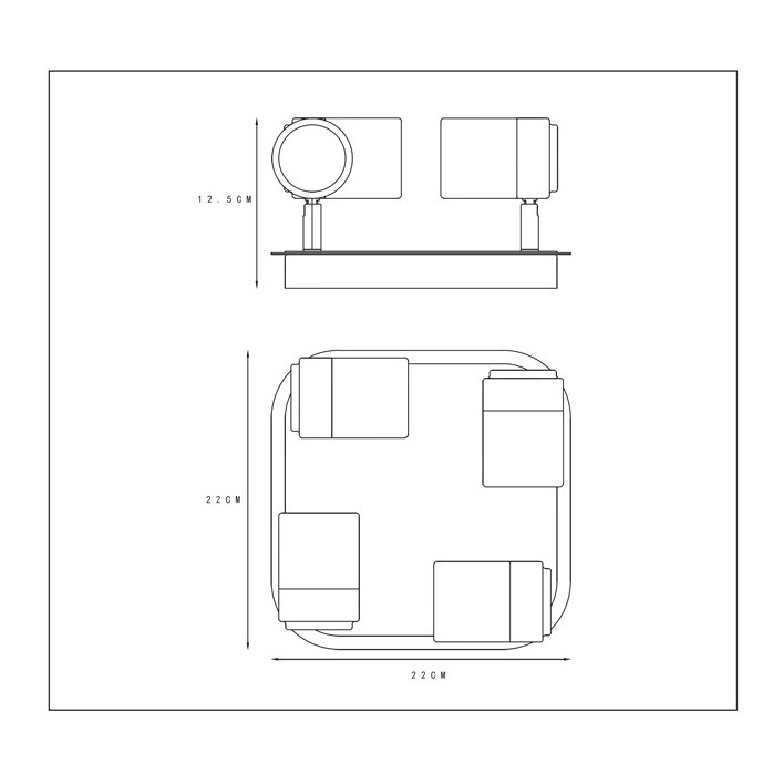 Lucide Lennert plafondlamp 4 spots 5W zwart