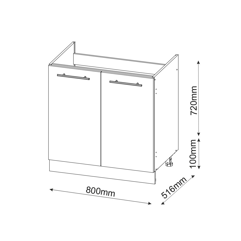 Vicco Spülenunterschrank Küchenschrank Küchenmöbel Fame-Line Weiß Anthrazit-Gold Landhaus 80 cm Küche Einbauküche Drehtür Siphonausschnitt Blende Küchenzeile