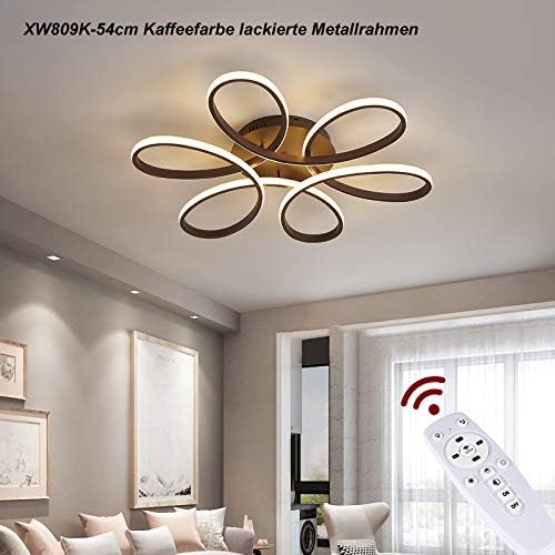 LED Deckenlampe XW809K 54cm mit Fernbedienung Lichtfarbe/Helligkeit einstellbar dimmbar kaffeefarbe lackierte MetallrahmenA+ LED LED Deckenleuchte (XW809K-54cm Kaffee)