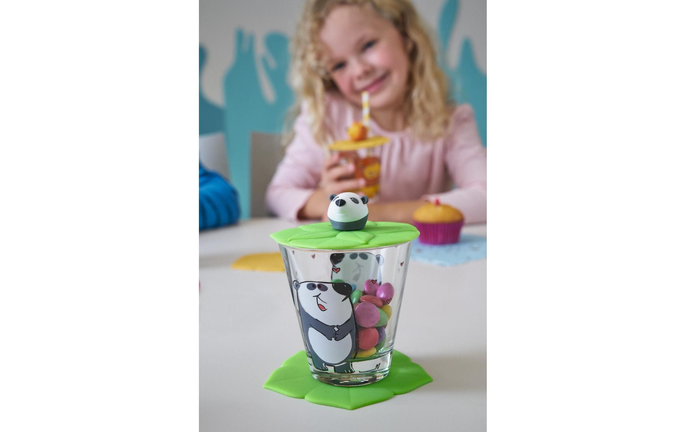 Kindertasse Bambini 3-teilig, PandaKinderglas mit Tiermotiv