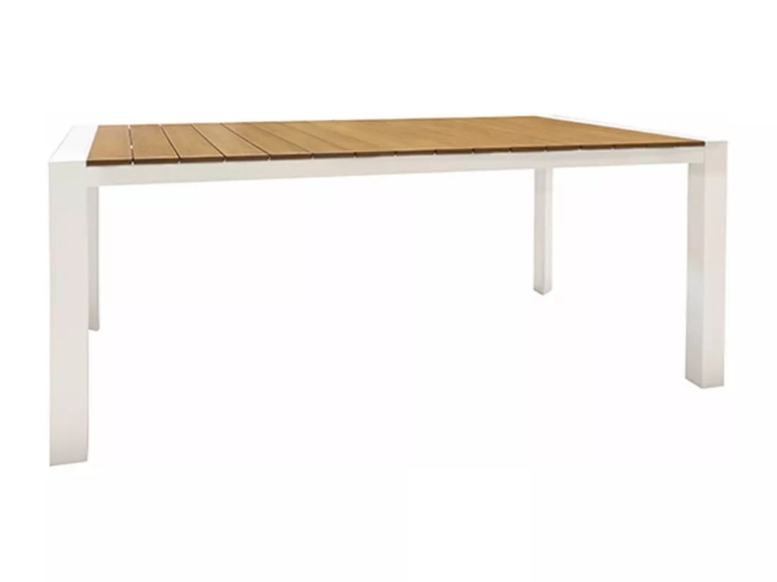 Now's Home - Table D'exterieure En Polywood Et Aluminium Blanc 180cm