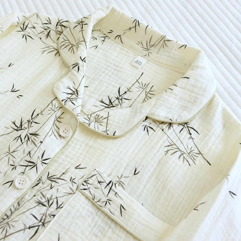 Sweetzer - Koppel bijpassende pyjama-shirt / broek / shorts met bamboeprint / set (verschillende ontwerpen)