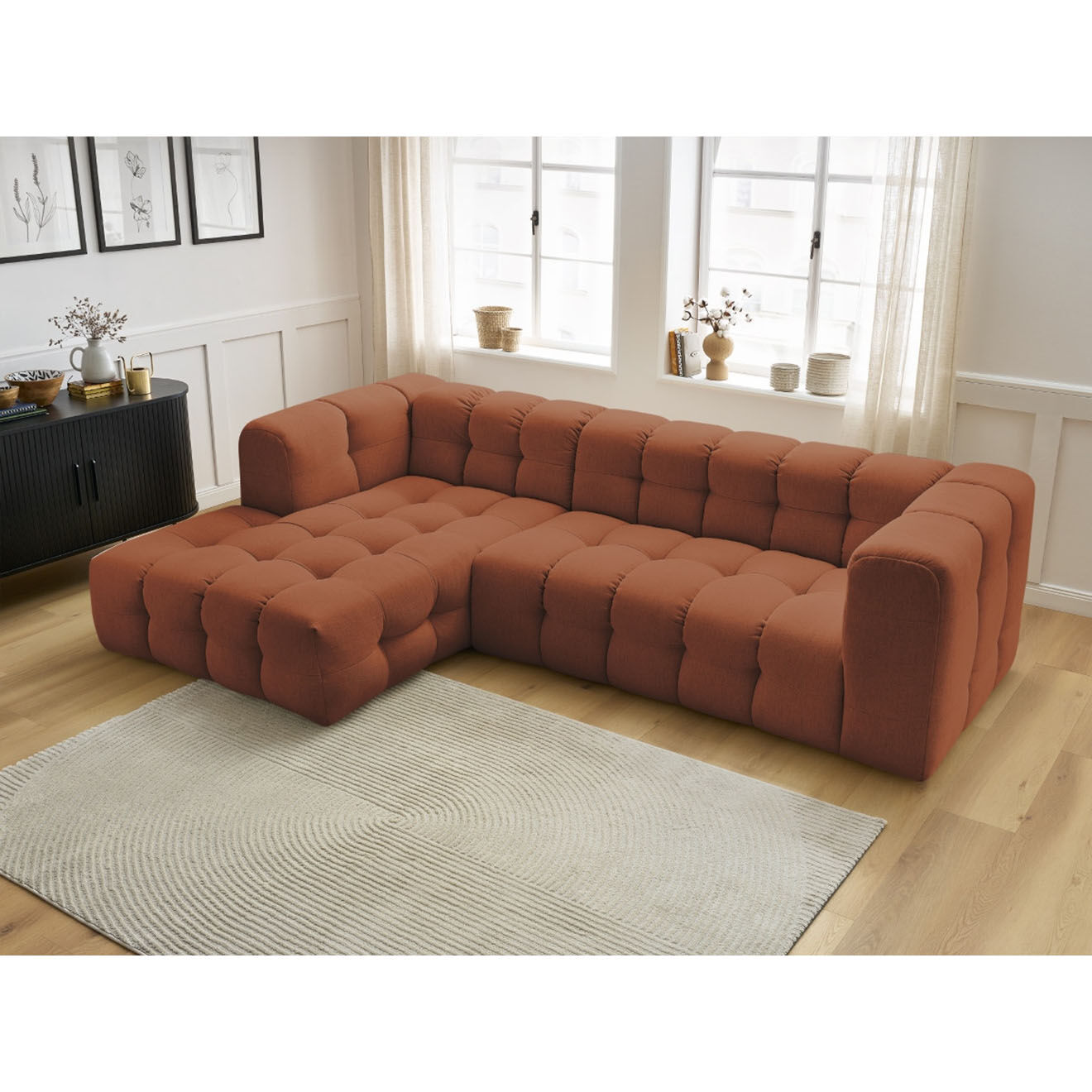 Bobochic Canapé d'angle gauche cloud orange - 288x184x75 cm