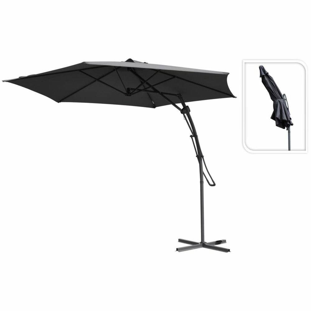 Parasol d'extérieur suspendu gris foncé 300 cm