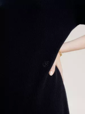 Vestido de malha midi de lã e cashmere com modelagem relaxada