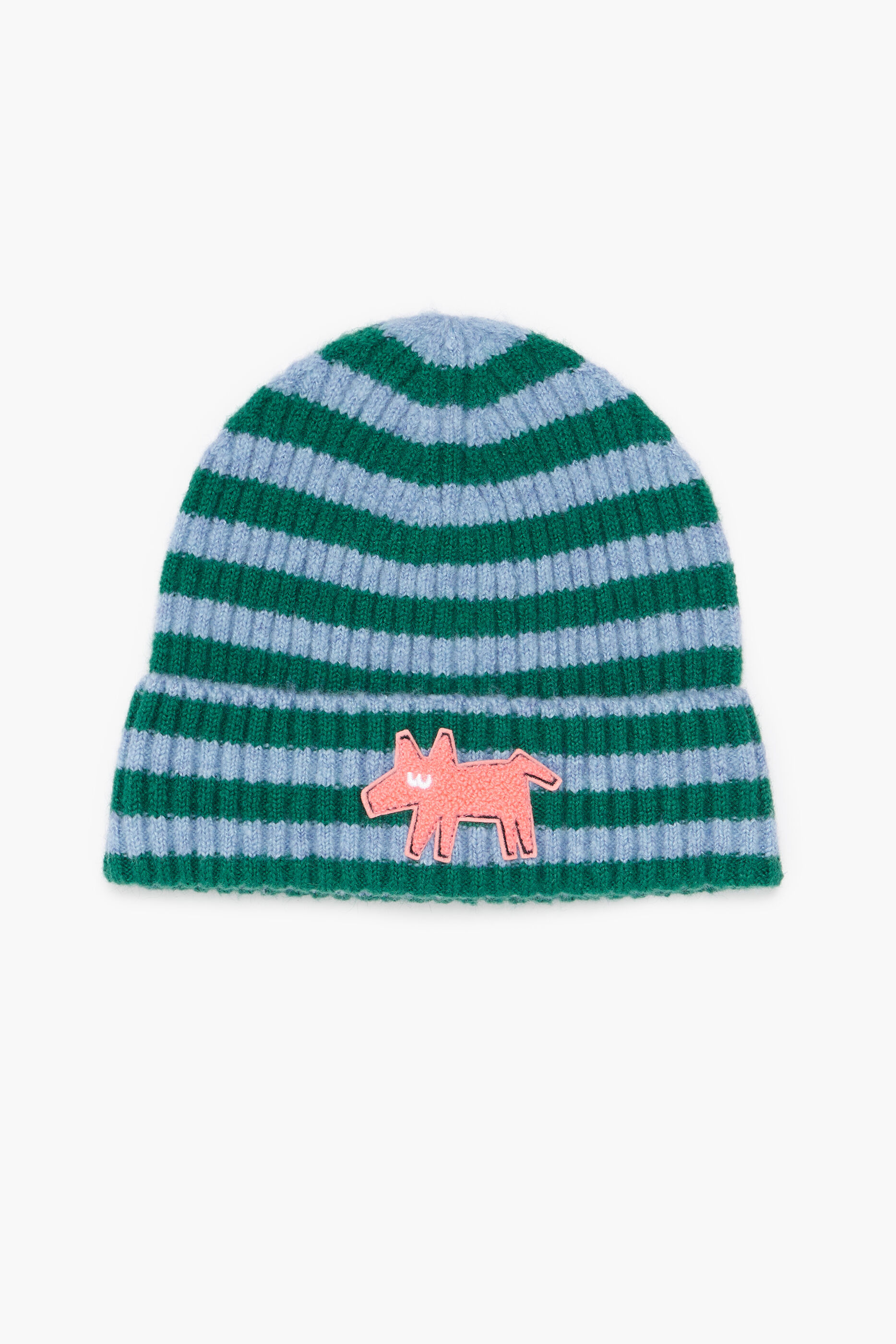 Gorro de tricô listrado verde