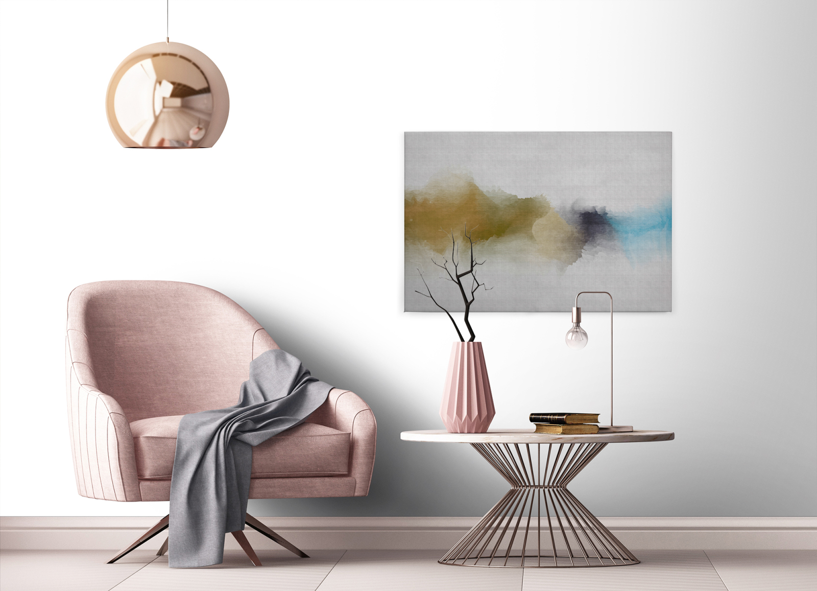 Leinwandbild DAYDREAM - gelb-grau - 90x60 cm