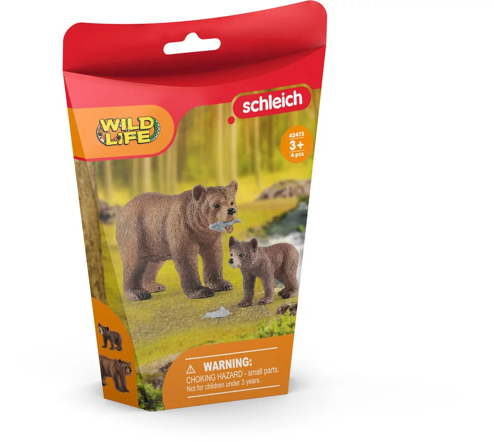 FIGURINES MAMAN GRIZZLY AVEC OURSON