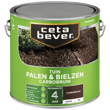CetaBever Tuinbeits Palen & Bielzen mat dekkend carbobruin 2,5 liter