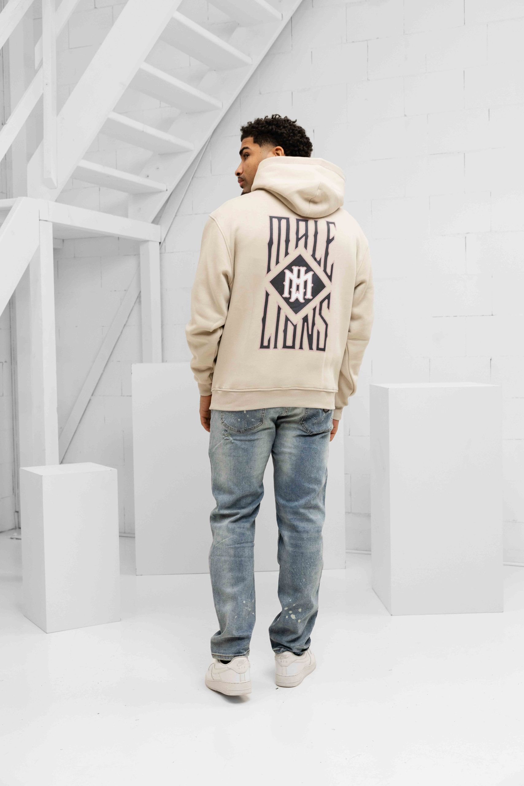 Malelions Gothic Tile Hoodie Heren Beige