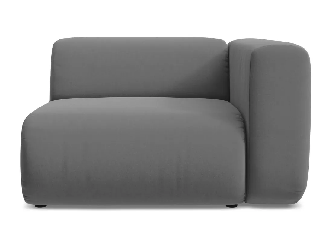 Module avec accoudoirs droit en velours - gris - EKAHI
