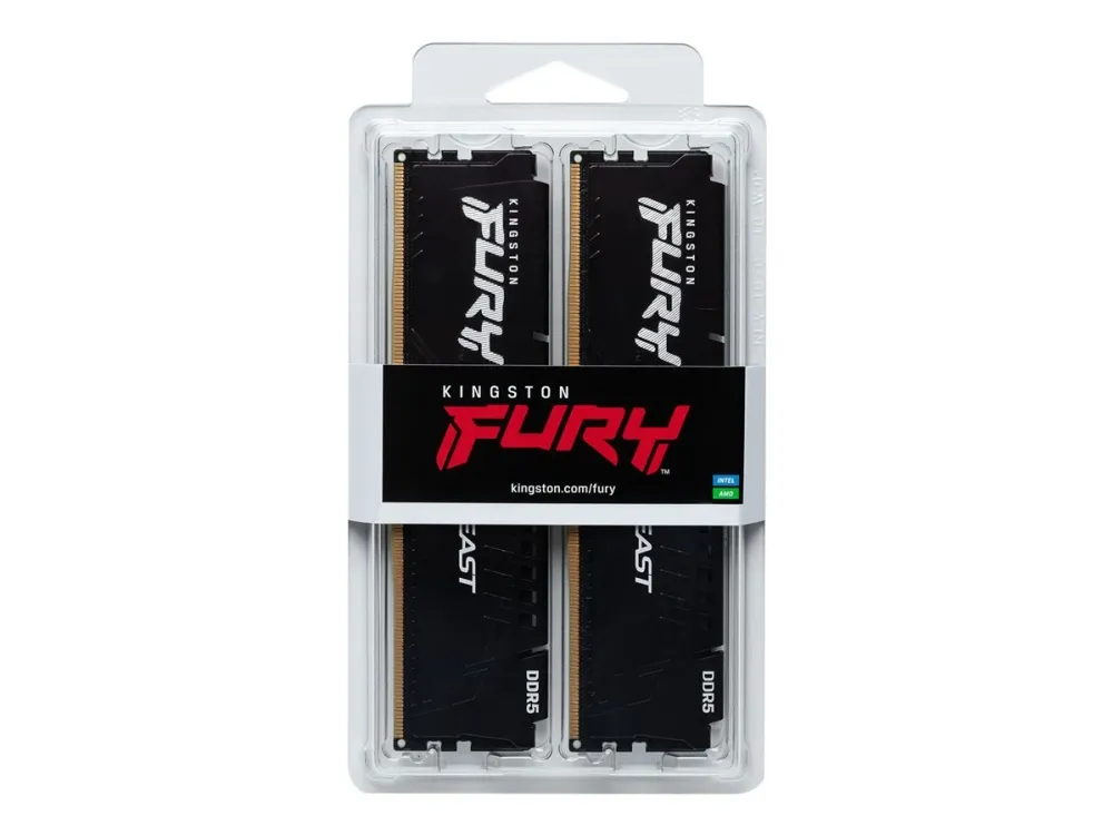 Kingston FURY Beast - DDR5 - sæt - 64 GB: 2 x 32 GB - DIMM 288-PIN - 6000 MHz / PC5-48000 - CL30 - 1.4 V - ikke bufferet - on-die ECC - sort