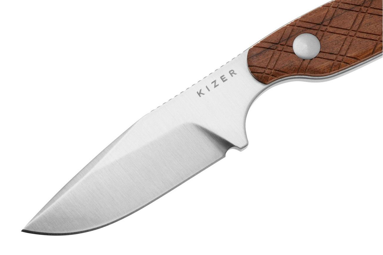 Kizer Vanguard Muskrat 1064A2, Stonewashed S35VN, Mkuruti Wood vaststaand mes, Derek Sharon design