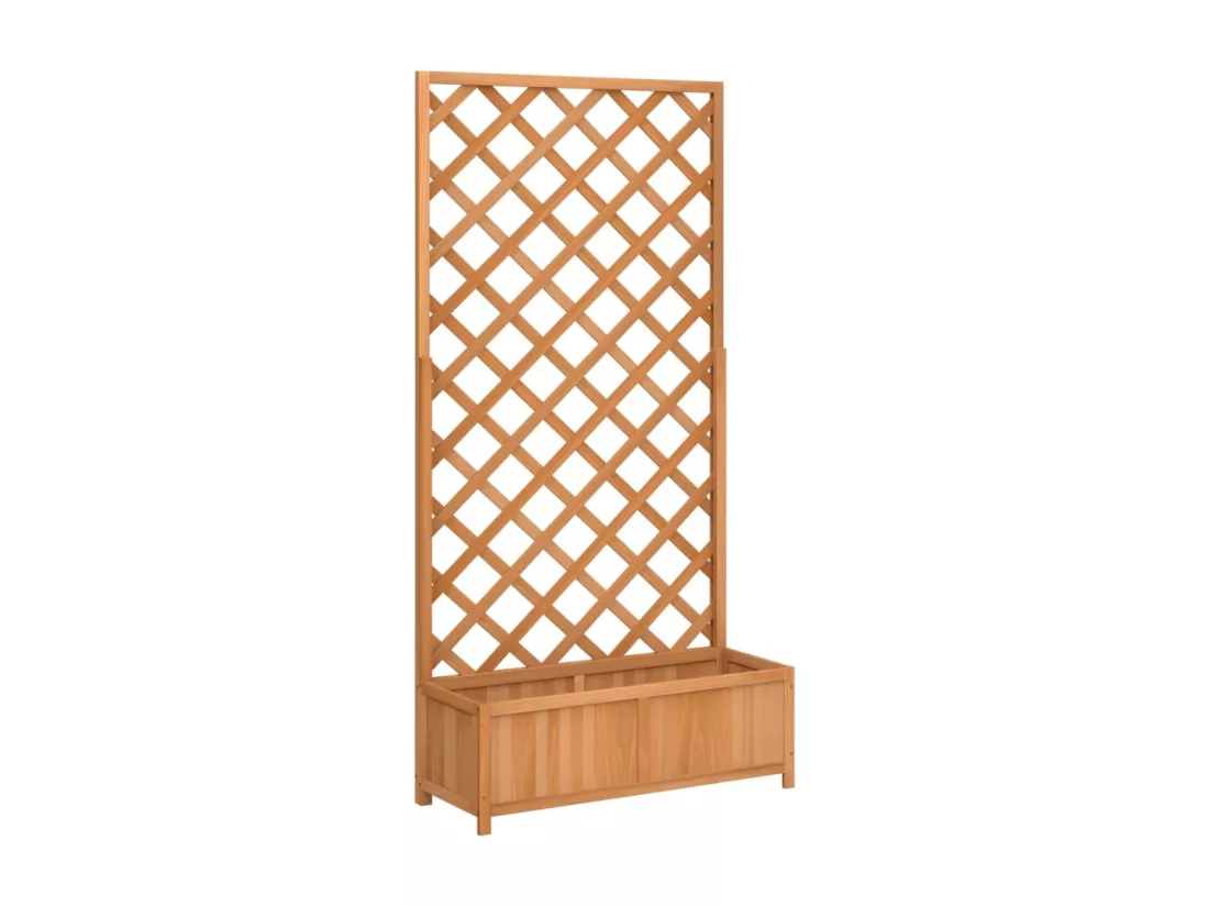 Jardinière avec treillis marron bois massif de sapin