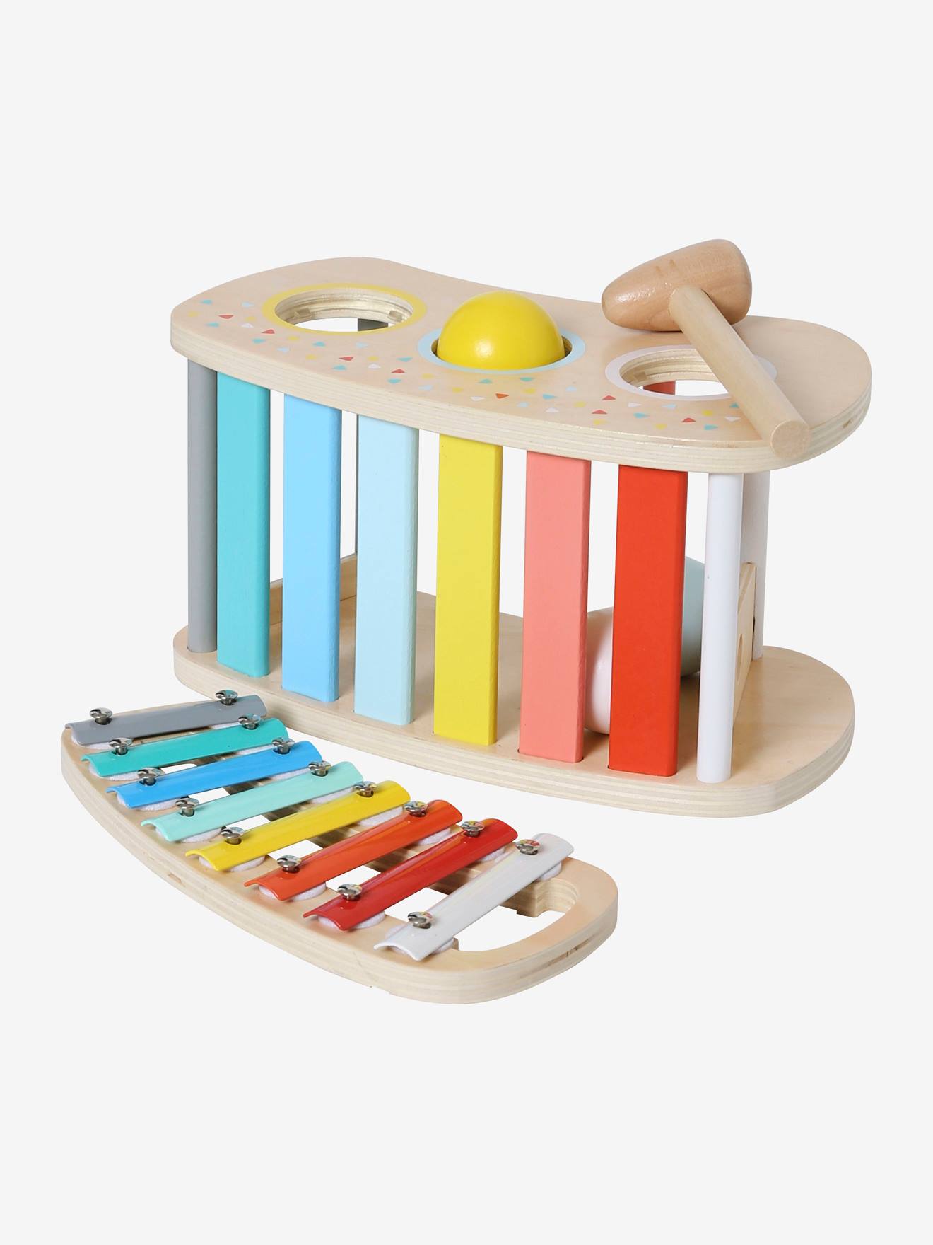 Xilofone 2 em 1 multicolorido de madeira com certificação FSC®