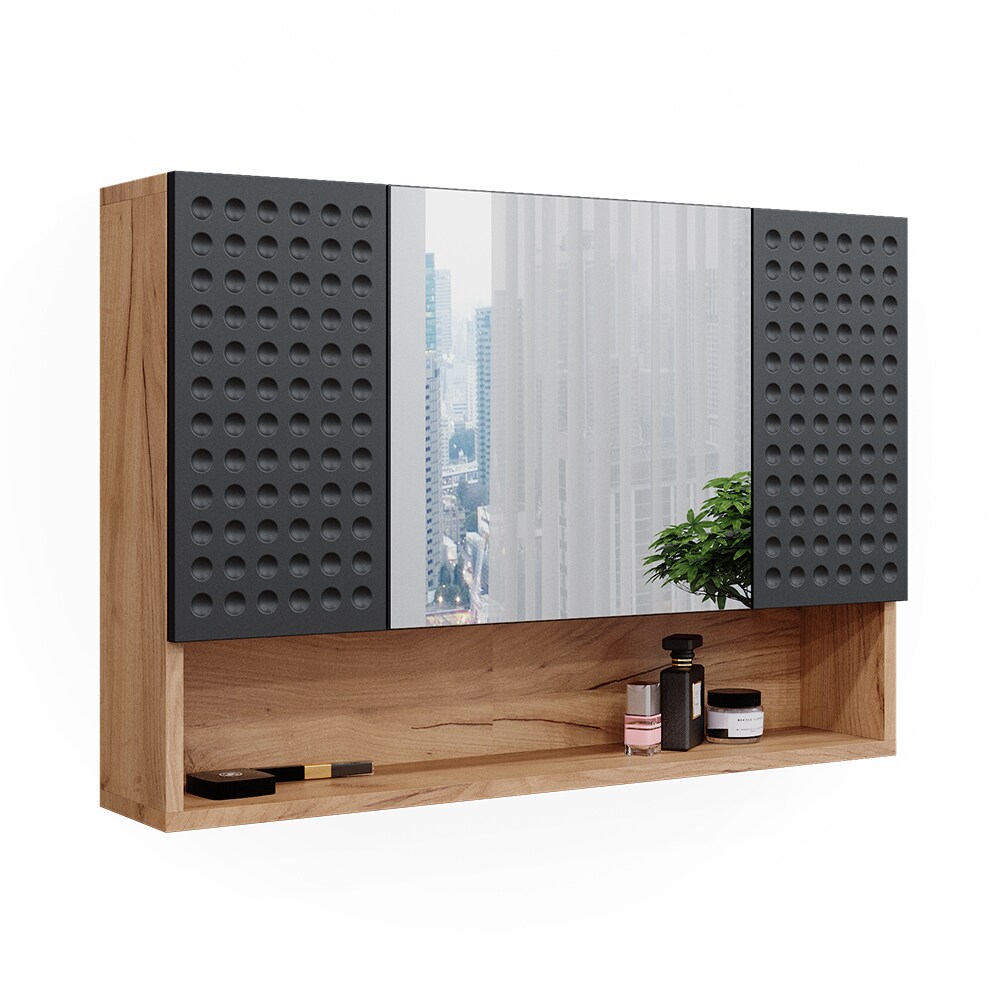 Vicco Badspiegelschrank Irma Eiche Anthrazit 80 x 55 cm Badezimmer