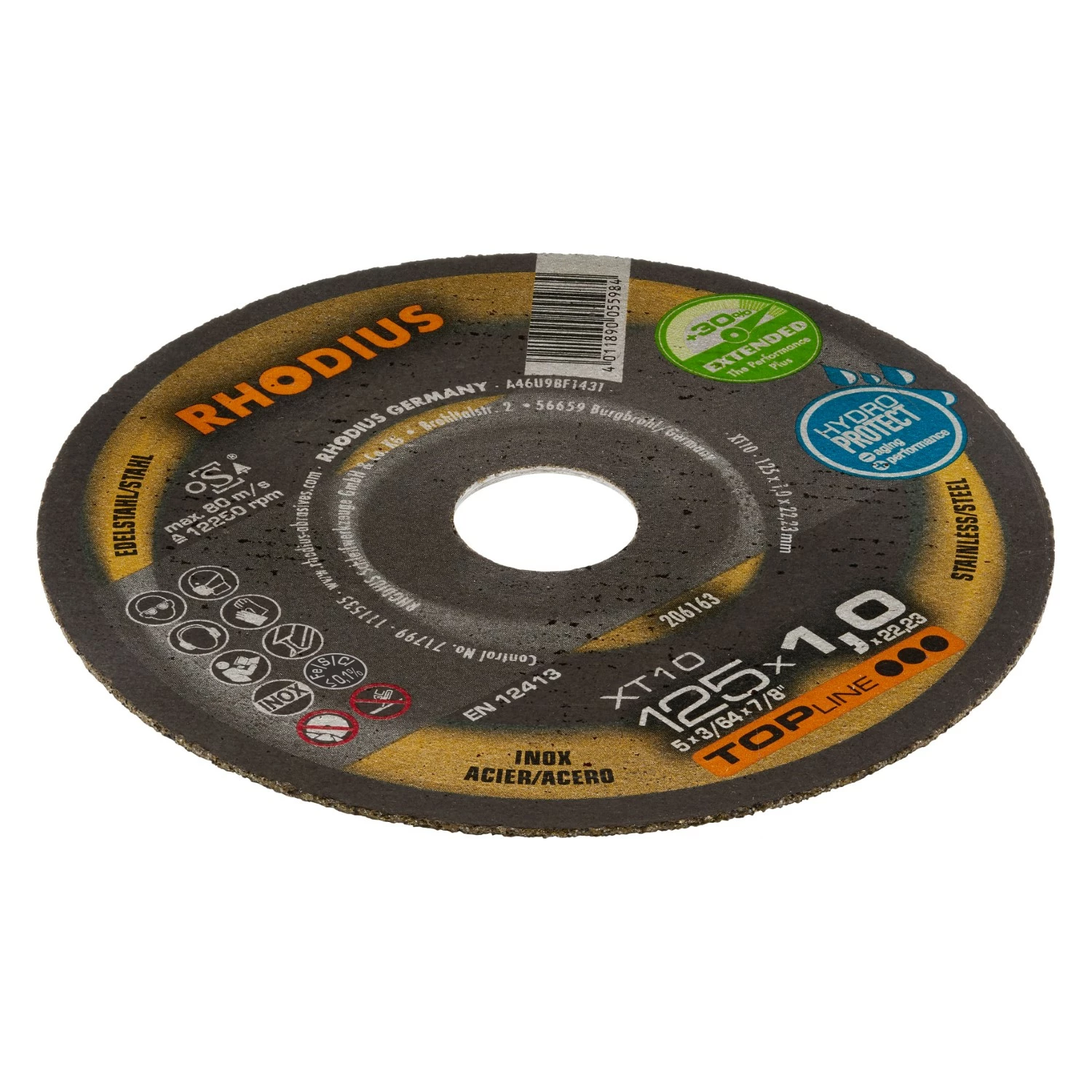 Rhodius 206163 XT10 TOPline lll Doorslijpschijf extra dun 125 x 22,23 x 1,0mm (50 st)