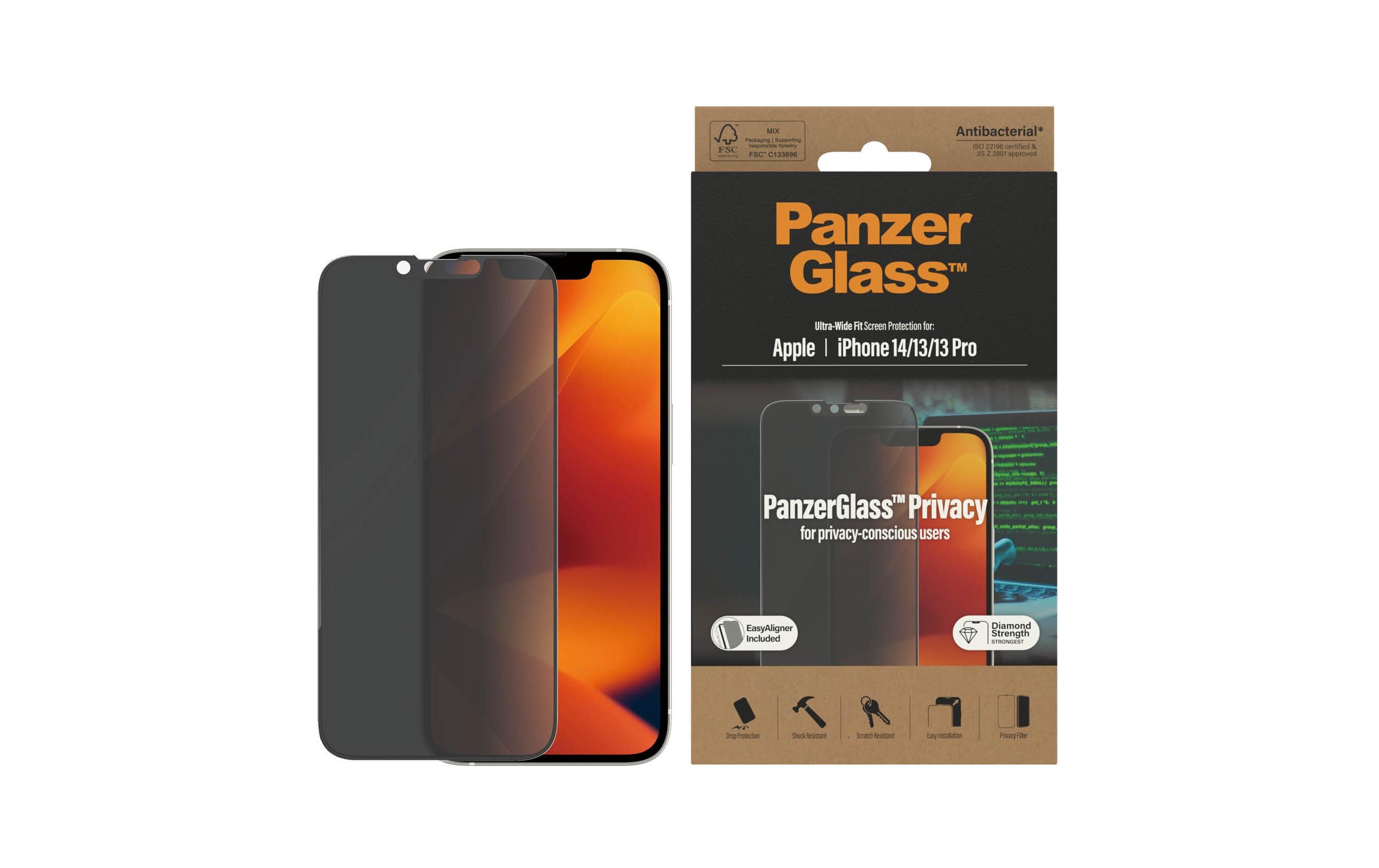 Displayschutz Ultra Wide Fit Privacy iPhone 13/13 Pro/14Display-Schutzfolie mit Applicator für das Apple iPhone 14/iPhone 13/iPhone 13 Pro