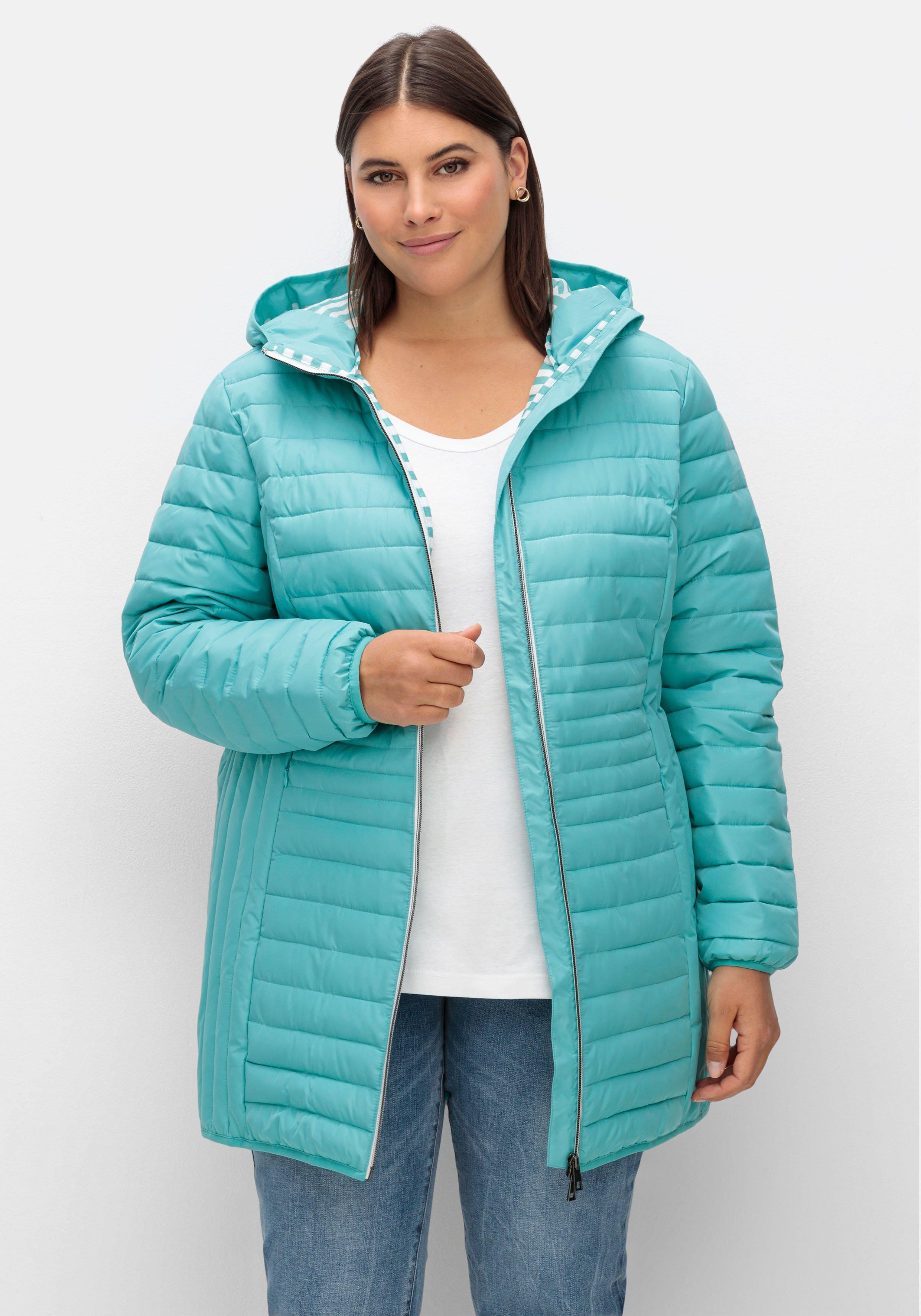 Leicht wattierte Longsteppjacke mit Kapuze