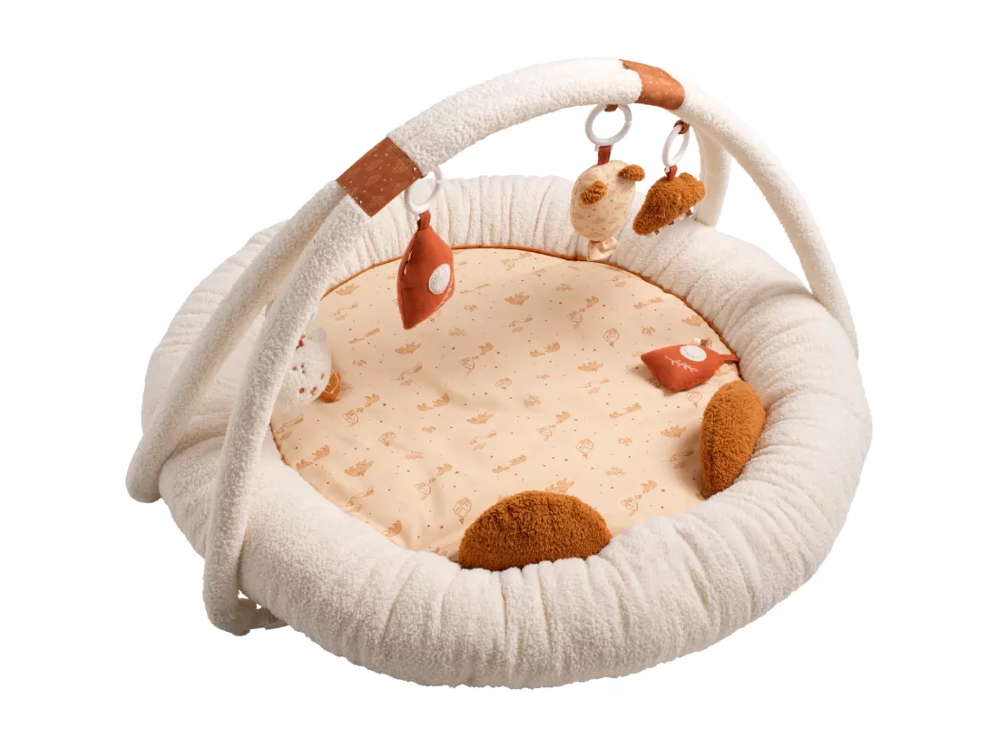 Tapis d'éveil ours en bouclette beige