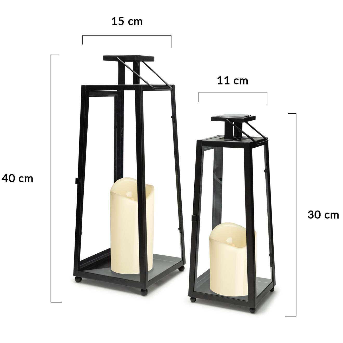 Pratik Garden 2 Lanternes solaires LED pyramide noires