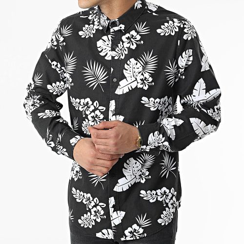 Chemise Manches Longues Floral H63130 Noir Blanc