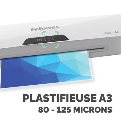 Fellowes Pixel - Plastifieuse A3 - de 80 à 125 microns, à chaud et à froid - anti-bourrage - temps de chauffe rapide