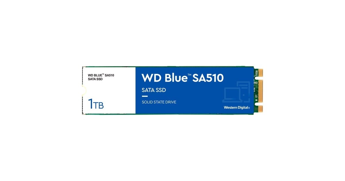 WDBlue SA510 1 TB SSD  (Blauw/wit, WDS100T3B0B, M.2 2280)