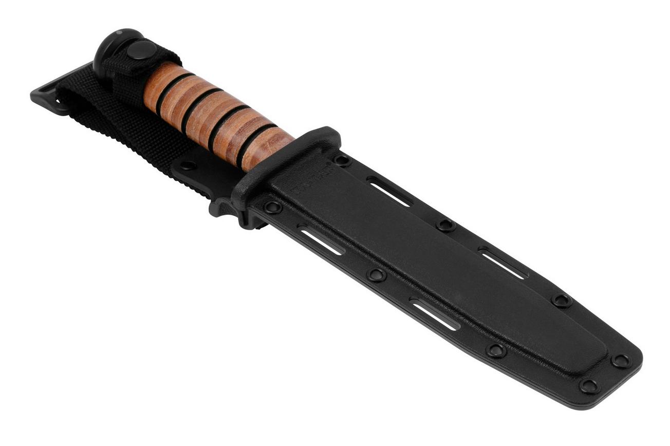 KA-BAR U.S. Army Knife 5020 Plain Edge, Leather, FRN foedraal, survivalmes