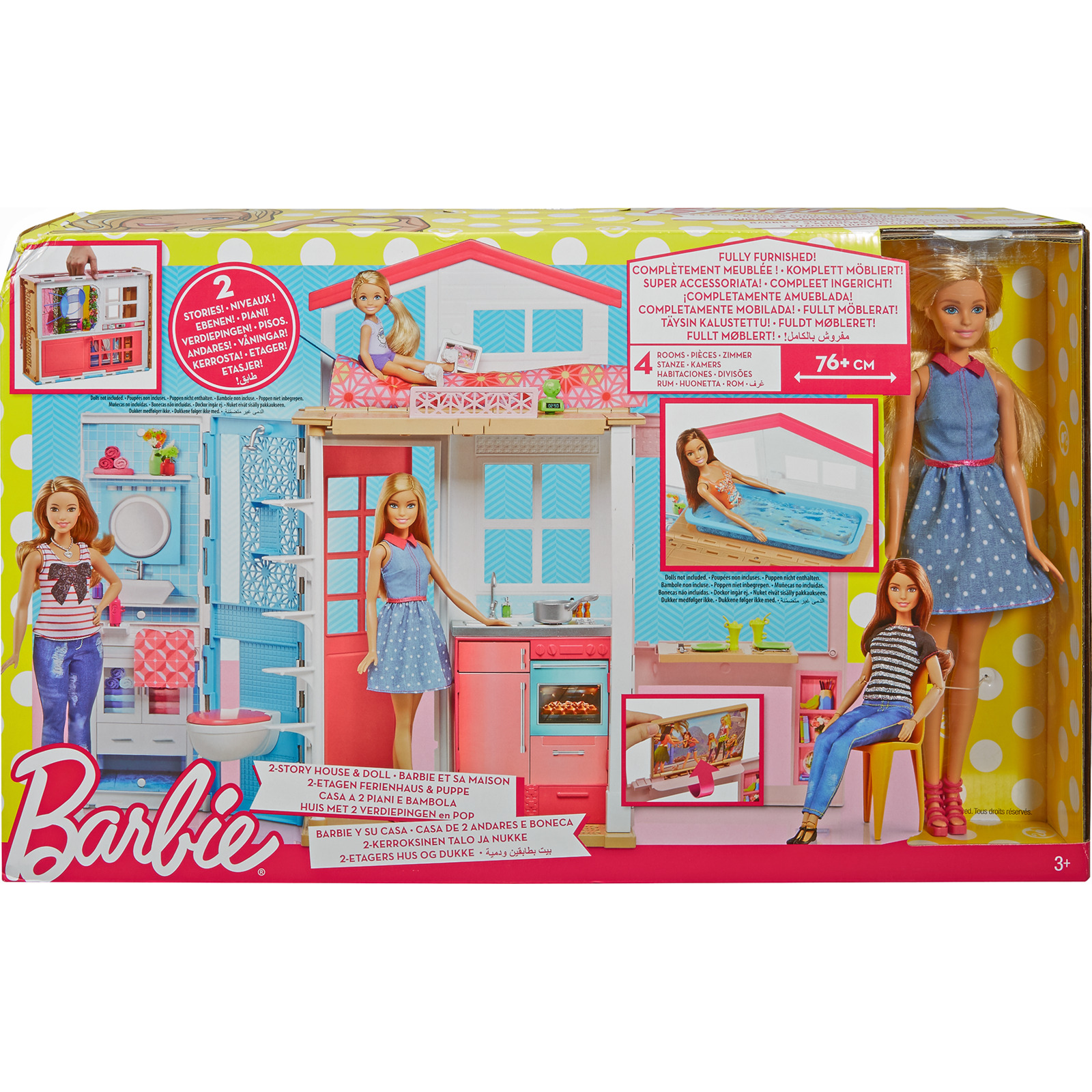 Barbie 2-Etagen Ferienhaus und Puppe