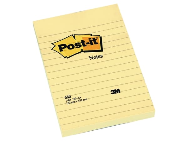 Post-It 660M, Gult, 102 mm, 152 mm, 100 ark