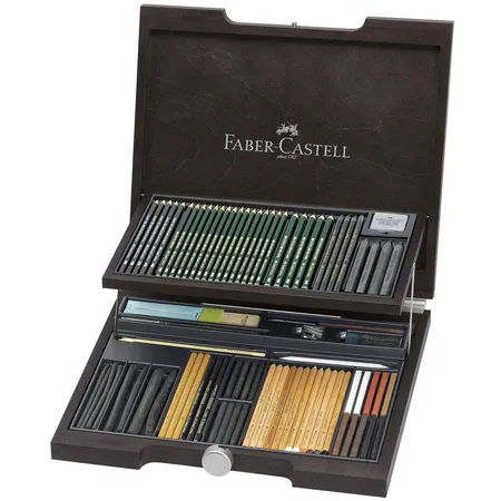 Faber-Castell Pitt Monochrome Holzkoffer, 85-teilig