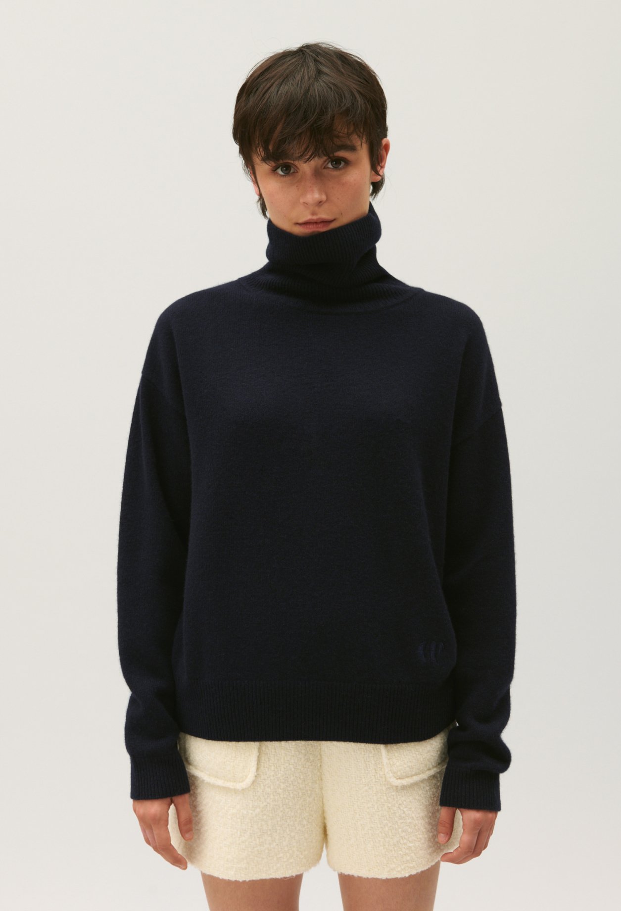 Pull cachemire bleu marine