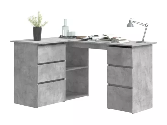 Bureau d'angle Gris béton 145x100x76 cm Bois d'ingénierie