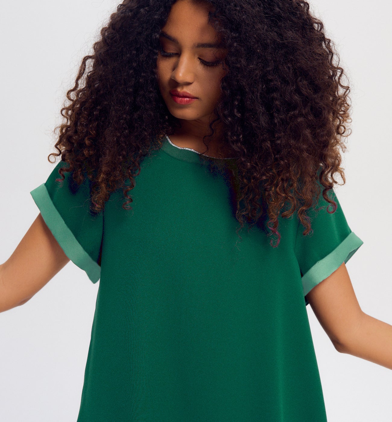 Robe manches courtes Femme - Vert émeraude
