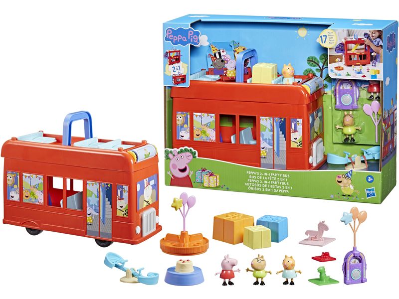 Hasbro Spielfigurenset Peppa Pig Peppas 2-in-1 Partybus Doppeldeckerbus-Spielset